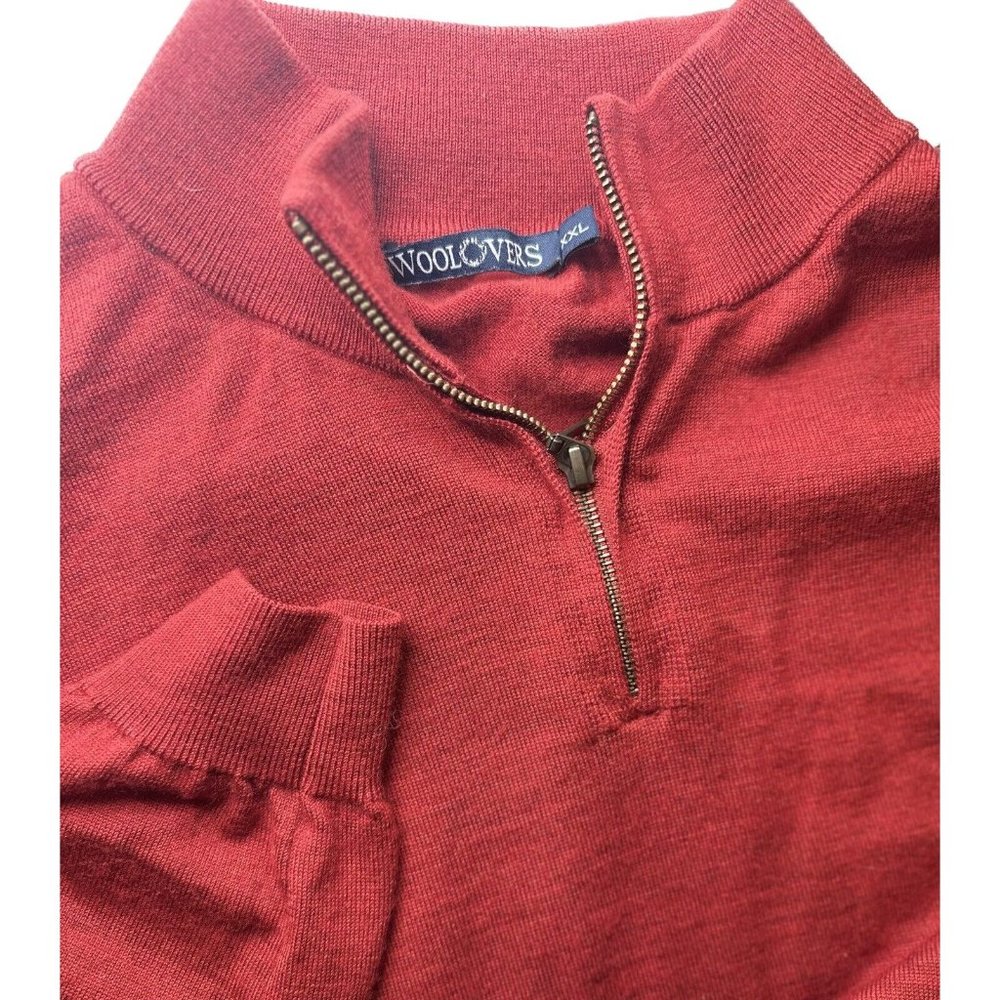 Woolovers Men's 2XL 100% Merino Wool‎  Knit 1/4 Zip Pullover Red Sweater